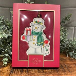 Lenox Porcelain Snowman Ornament With 24k Gold Accents New In Box